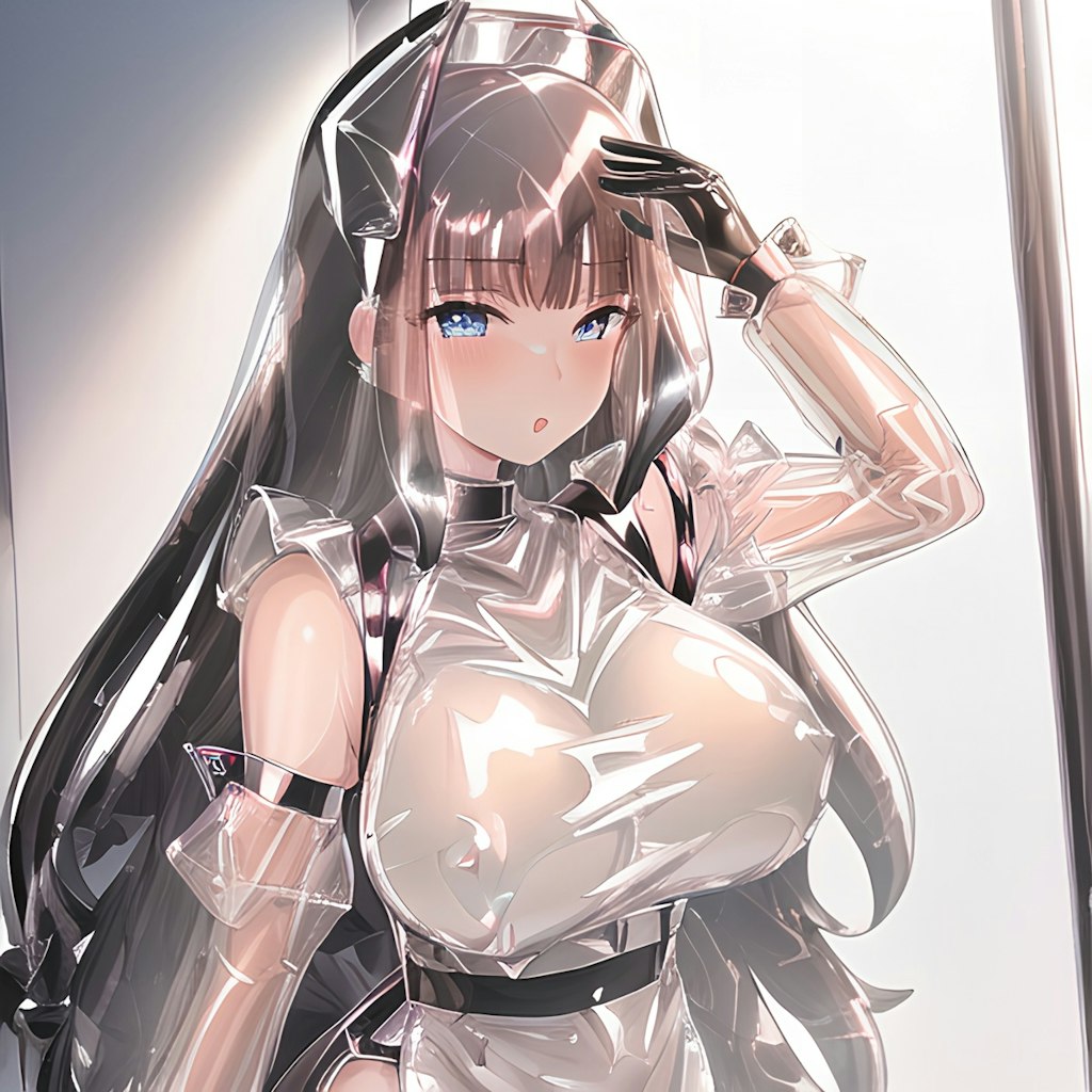 光沢スケスケメイド乳首