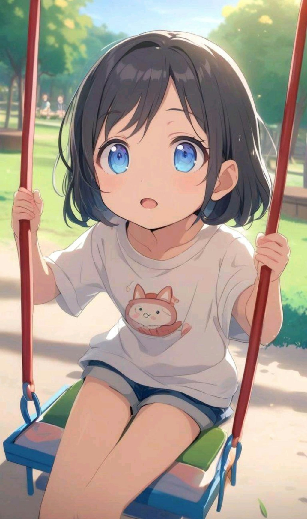 公園で遊ぶ小さな女の子