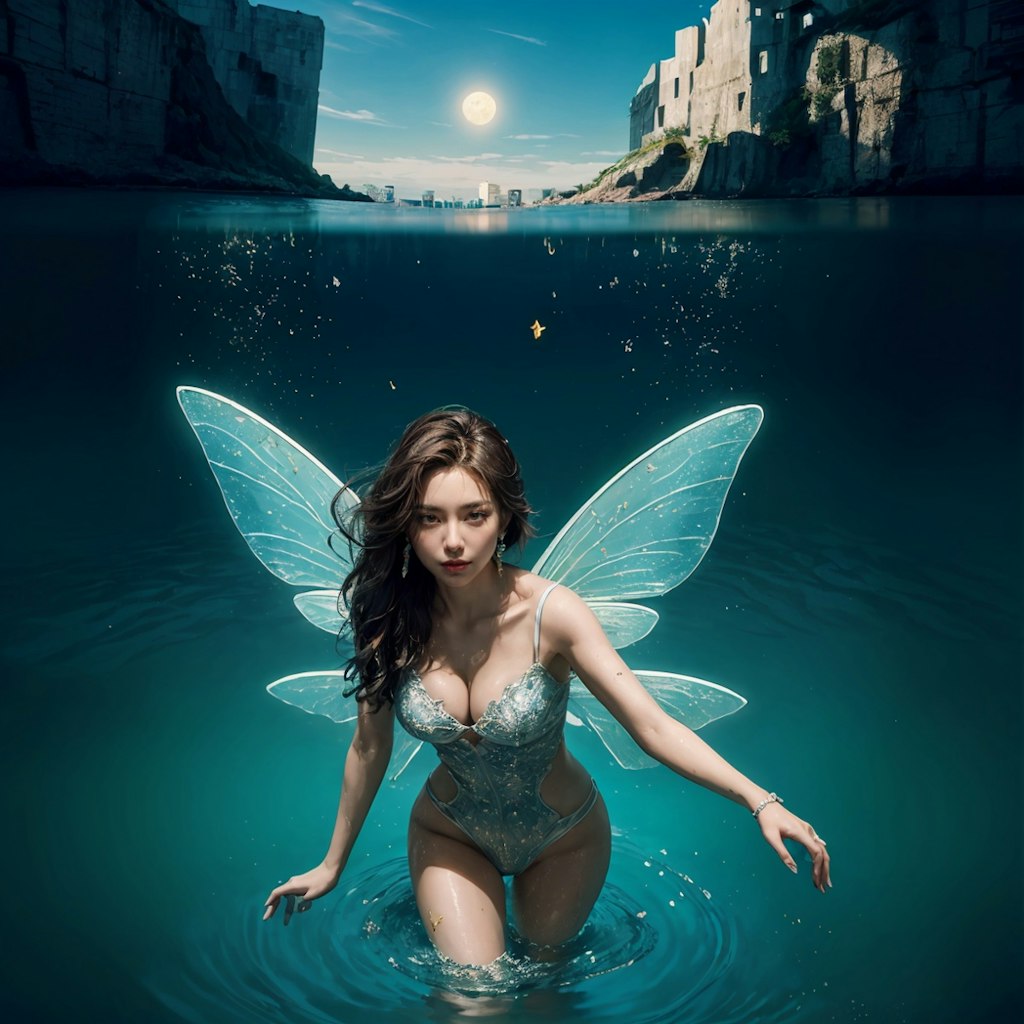 リアルな魔法多種族国家セントレイクに住む妖精の水遊び