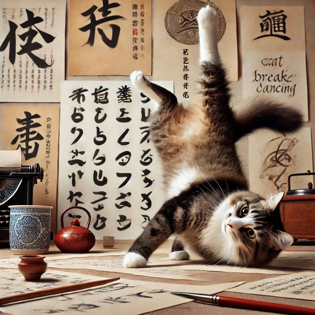 書道する猫