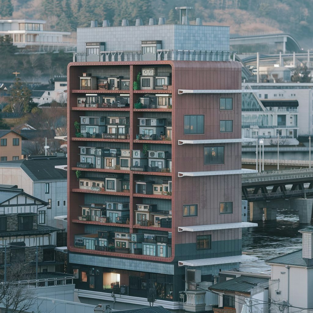 ビルの中に建つ家々