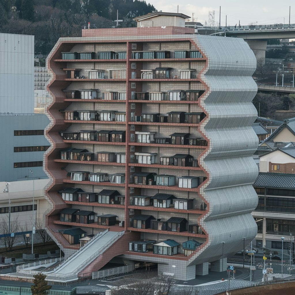 ビルの中に建つ家々