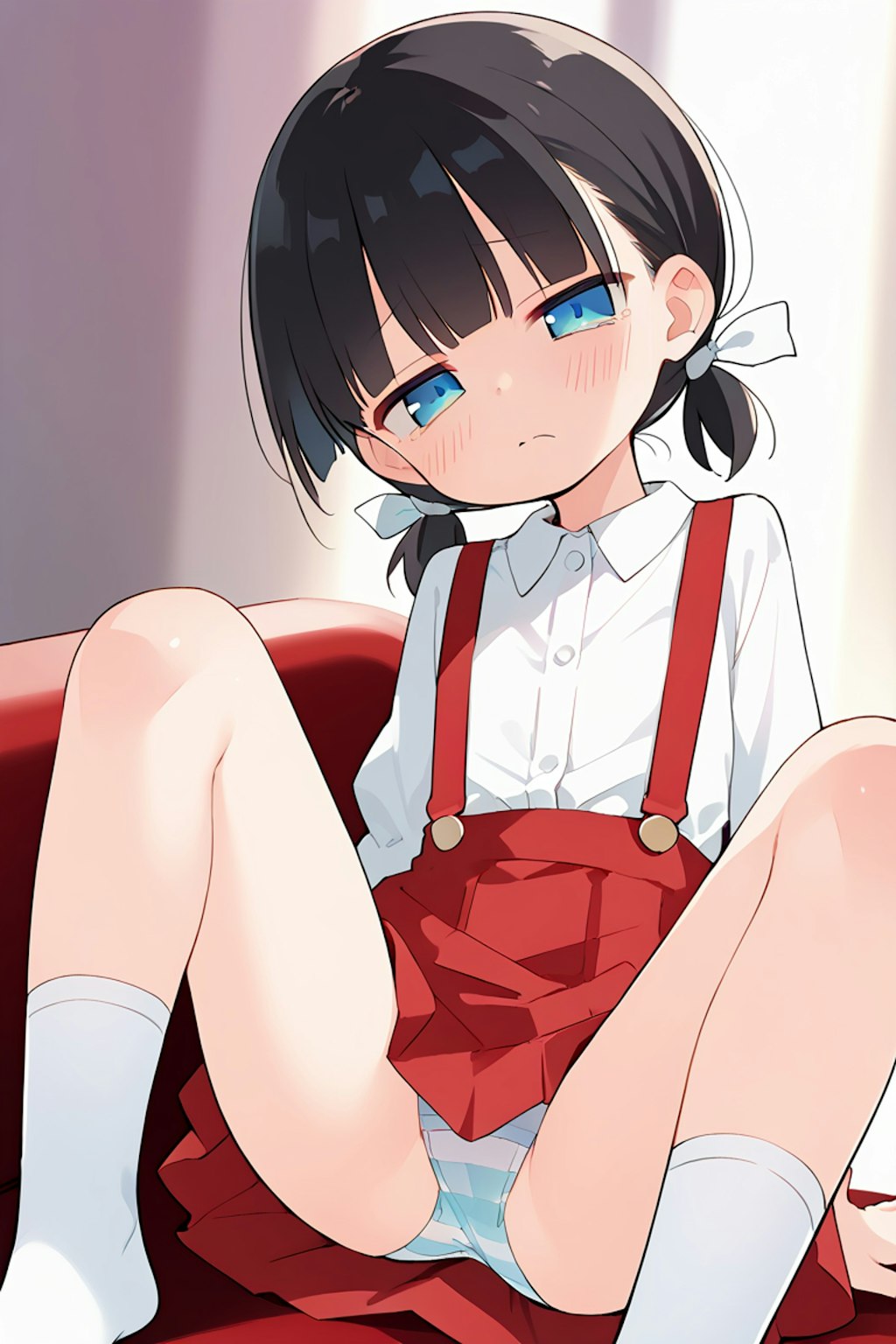 おさげな女の子のパンチラ