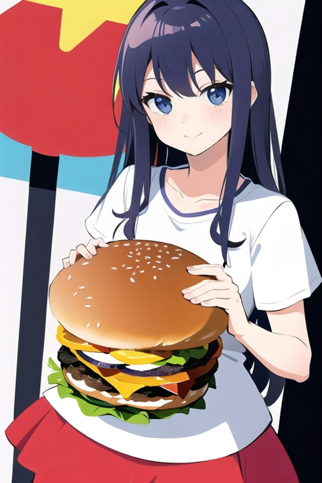 「わーい　ハンバーガーだぁ(≧∀≦)」