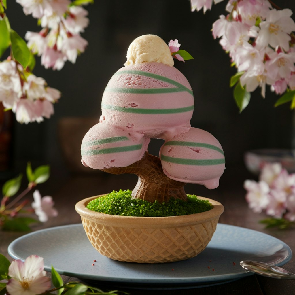 桜の木の盆栽のアイス