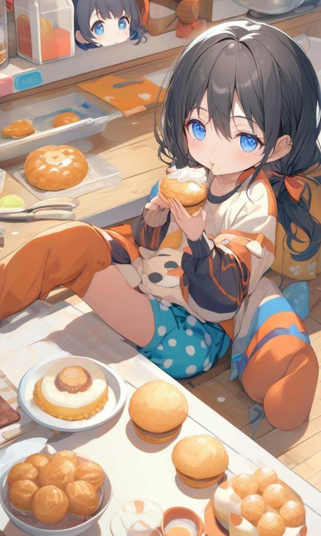 シュークリームをいっぱい食べたい小さな女の子