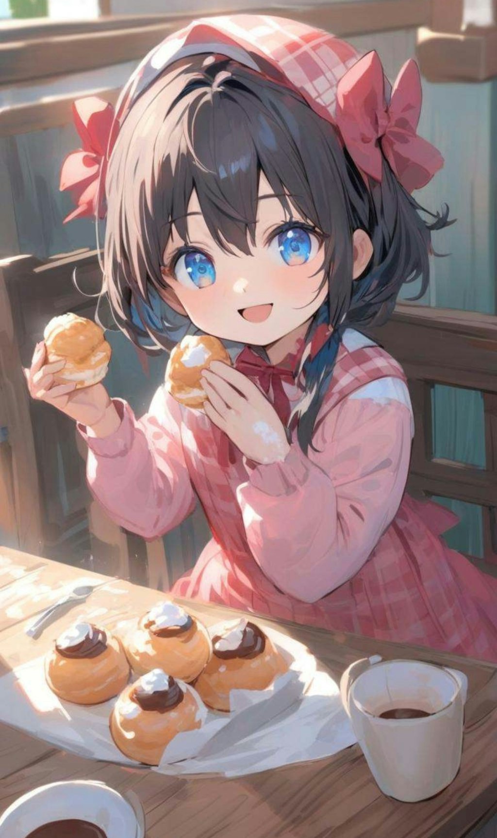 シュークリームをいっぱい食べたい小さな女の子