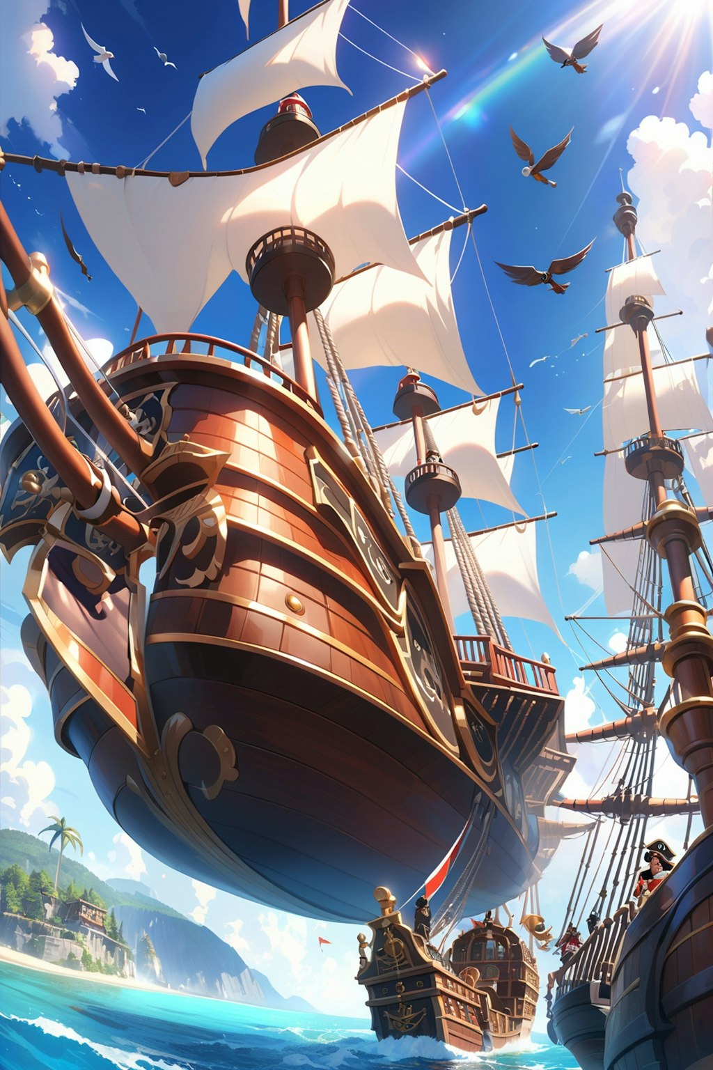 海賊船、空を飛ぶ