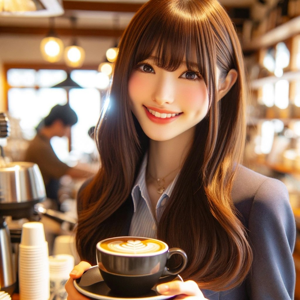 女子高生がカフェでバイト