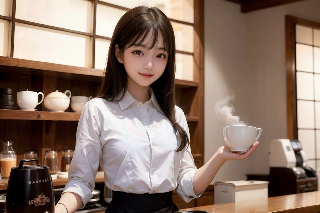 女子高生がカフェでバイト