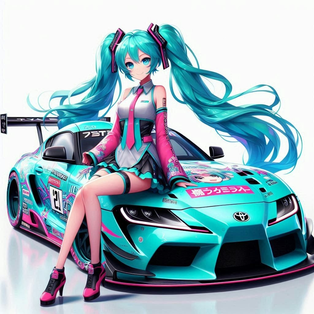 初音ミクカラーのトヨタスープラレーシングカー