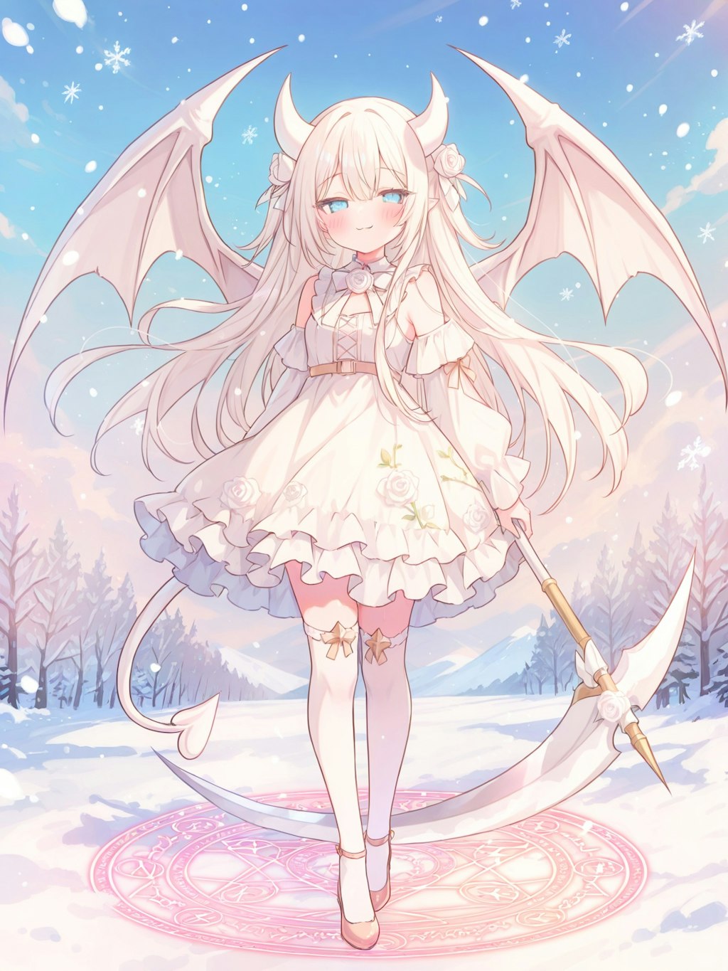 white snow rose devil