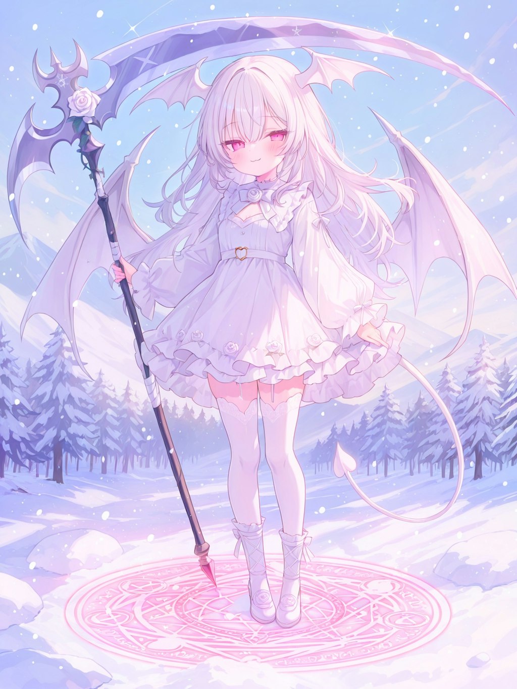 white snow rose devil