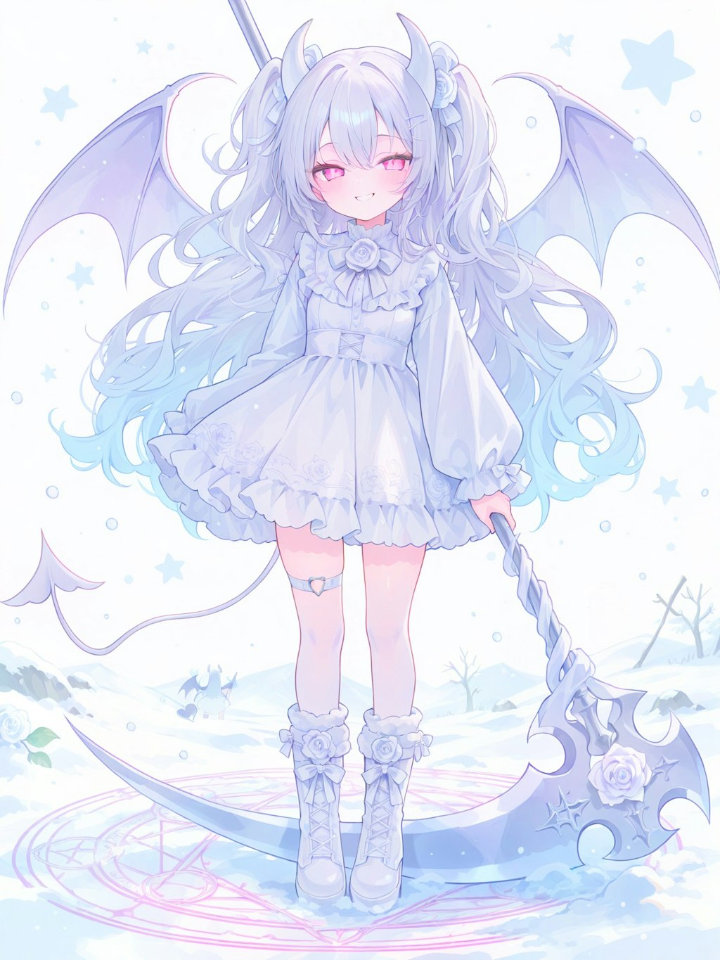 white snow rose devil