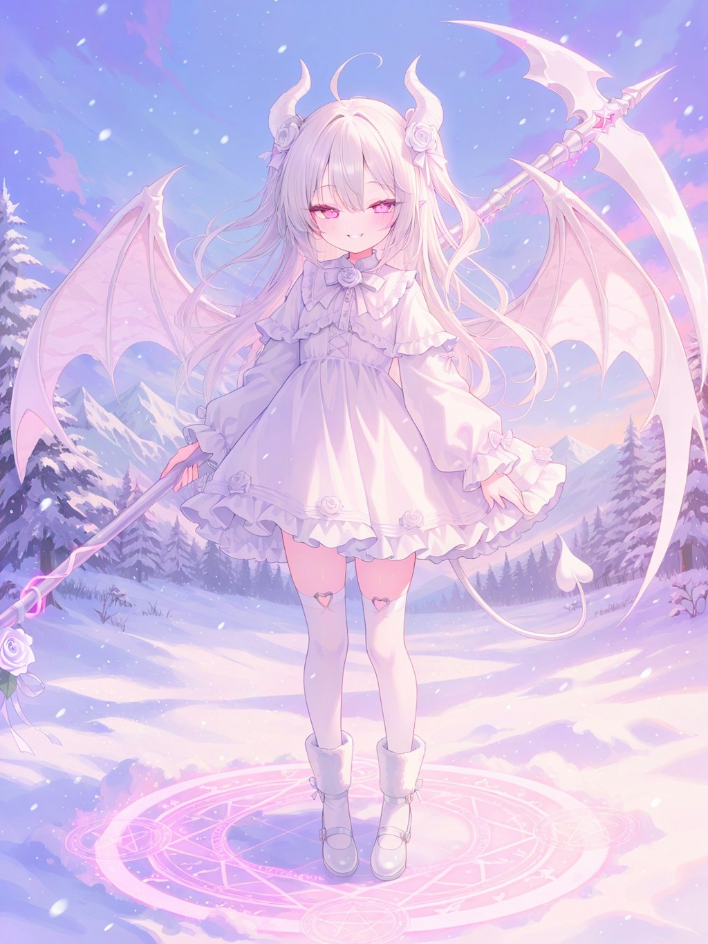 white snow rose devil