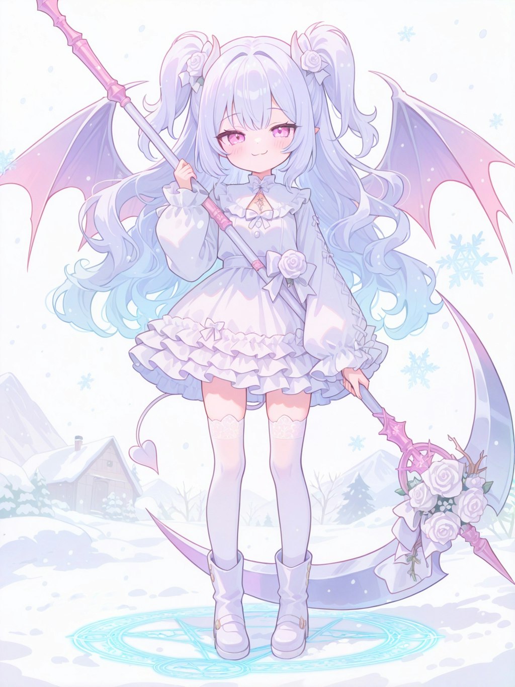 white snow rose devil