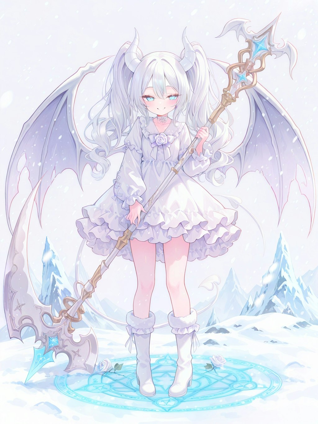 white snow rose devil