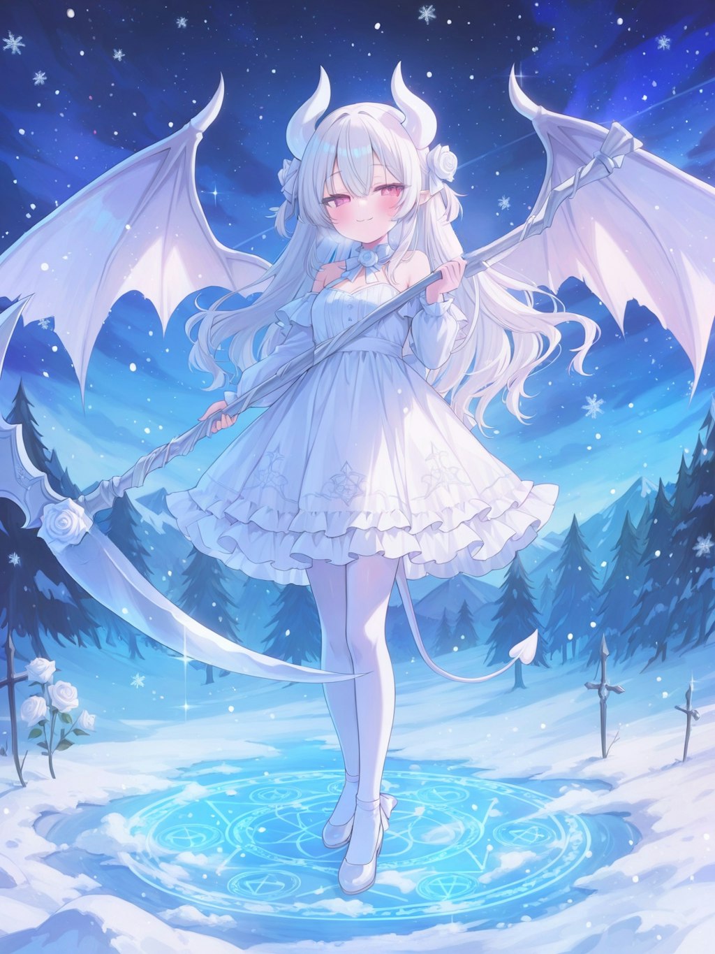 white snow rose devil