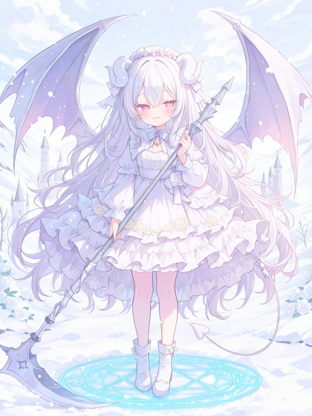 white snow rose devil