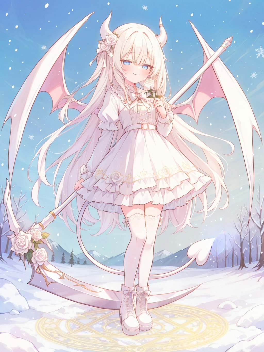 white snow rose devil