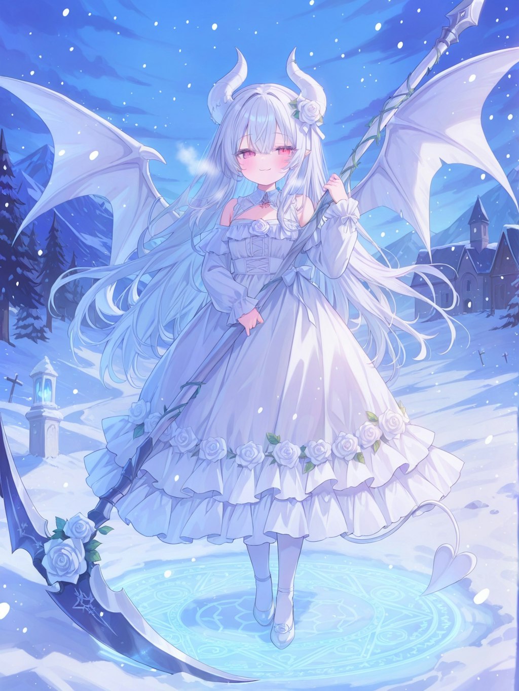 white snow rose devil