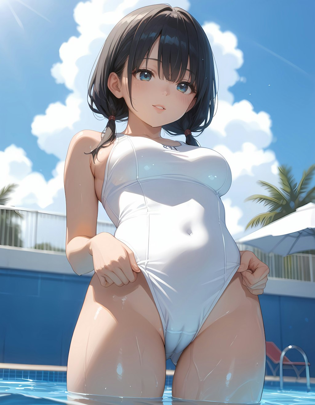 白スクで食い込ませる彼女💕