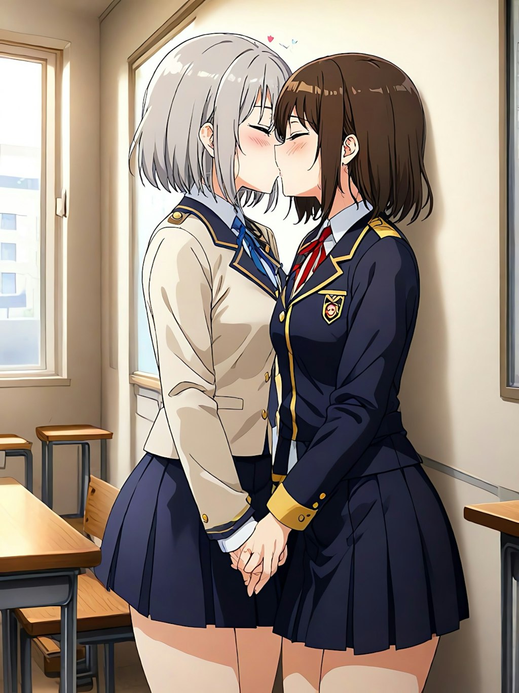 掃除が終わった教室で百合💖