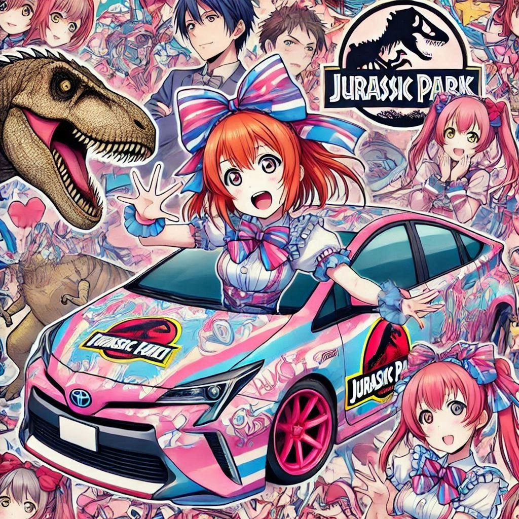 ジュラシックパークカラートヨタプリウスレーシングカーとラブライブキャラ