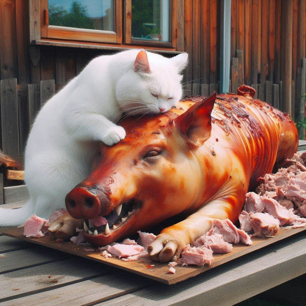 🐱豚の丸焼き調理♰