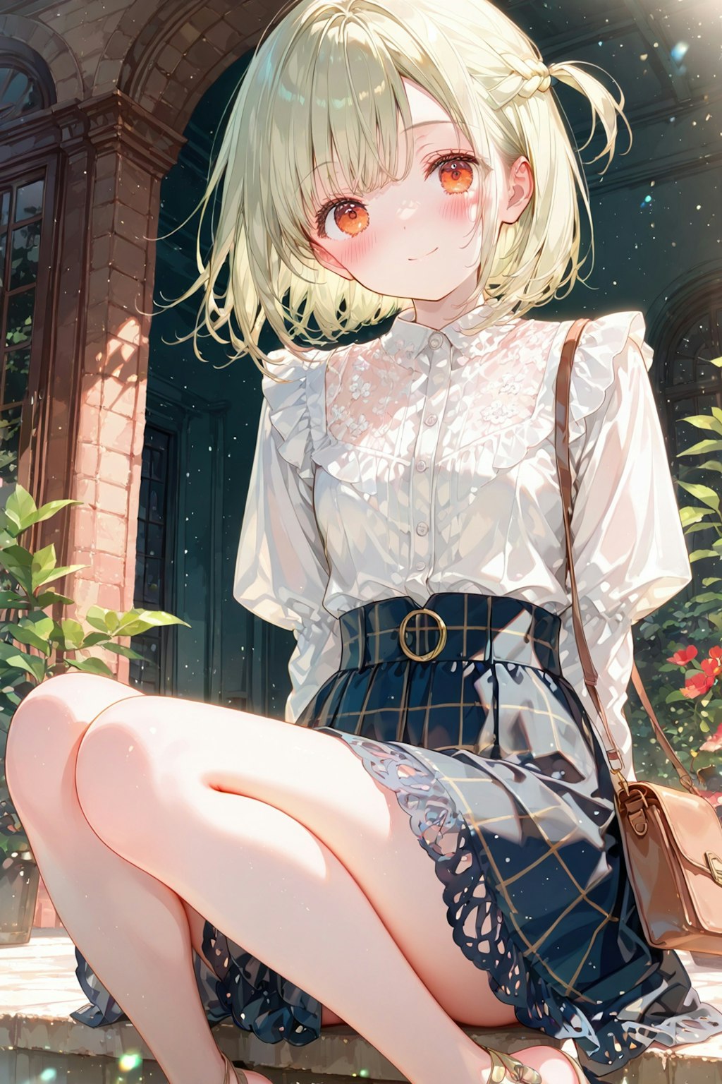 レース、ワイドパンツ