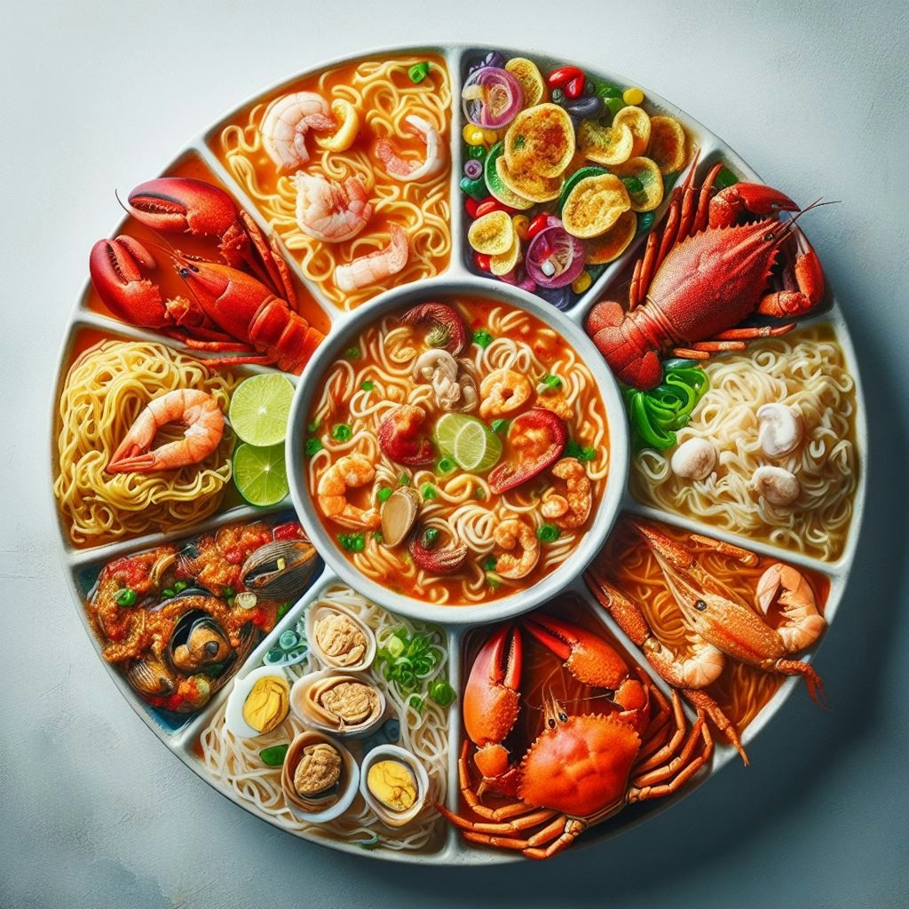 アメリカのseafood noodle