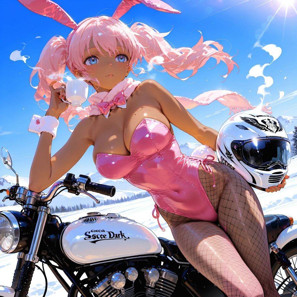 ちょっと一休み ~ ピンクバニーちゃんのバイク旅 ~