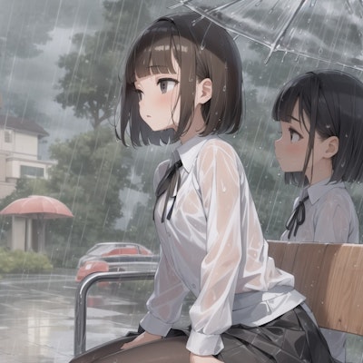 雨に濡れてる女の子