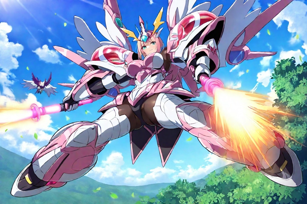 flying mecha girl