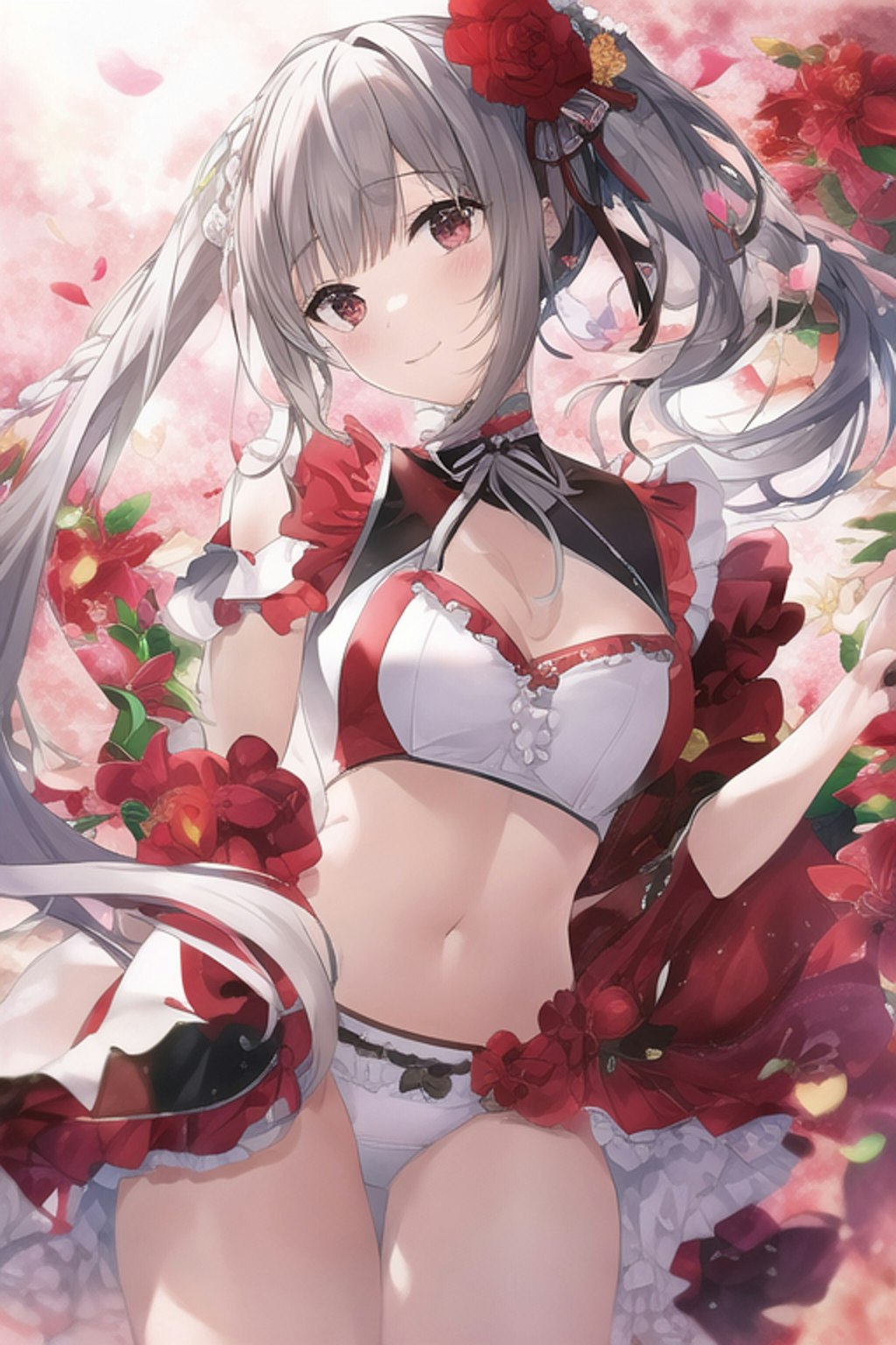 Flower Print Red Maid