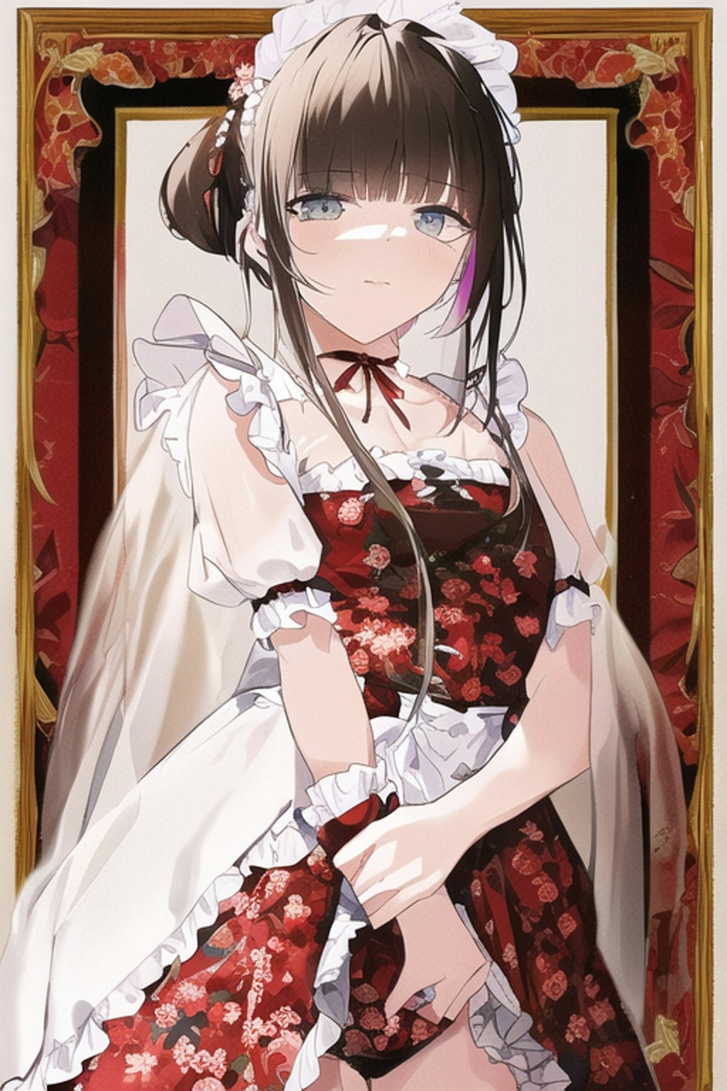 Flower Print Red Maid