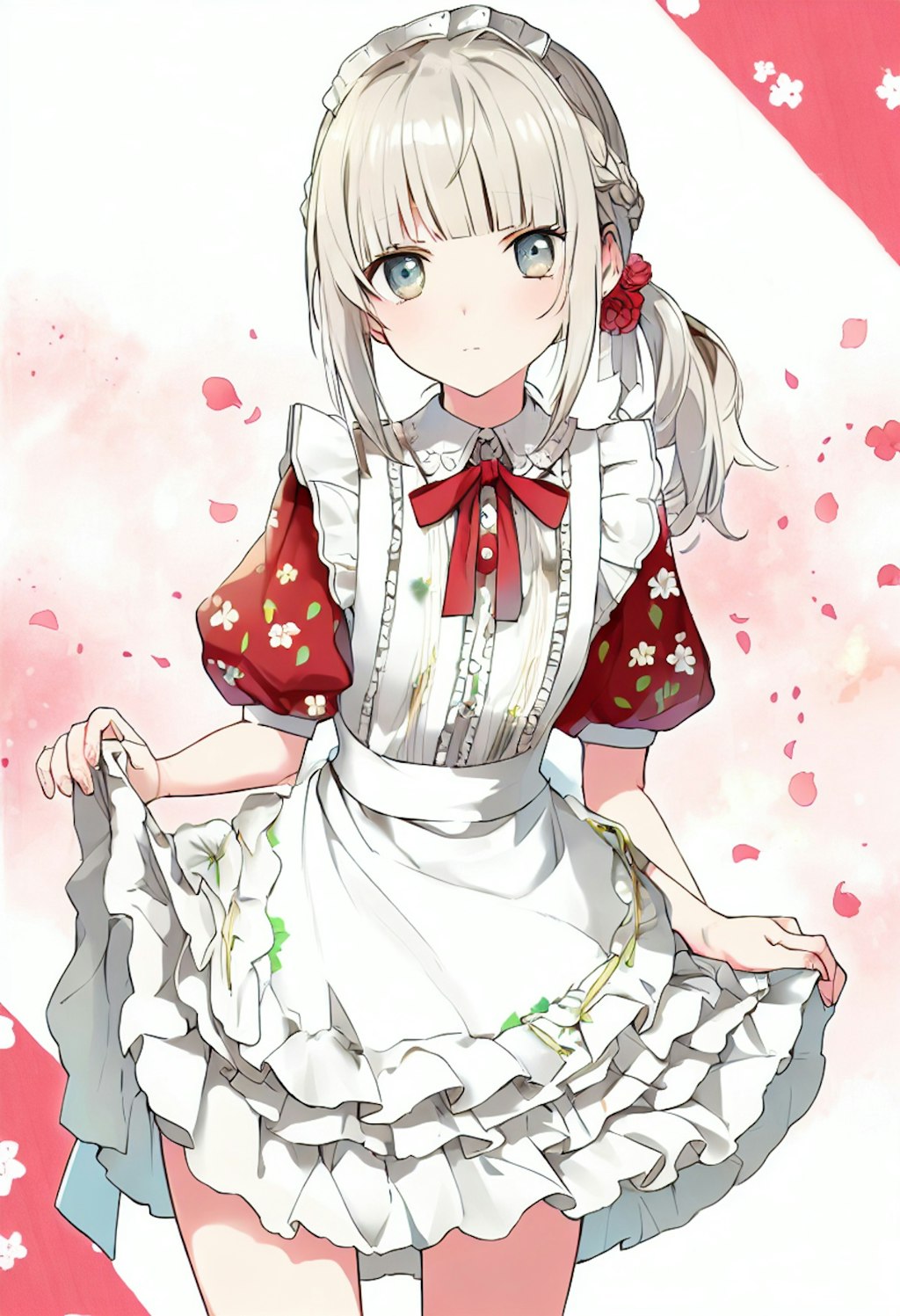 Flower Print Red Maid