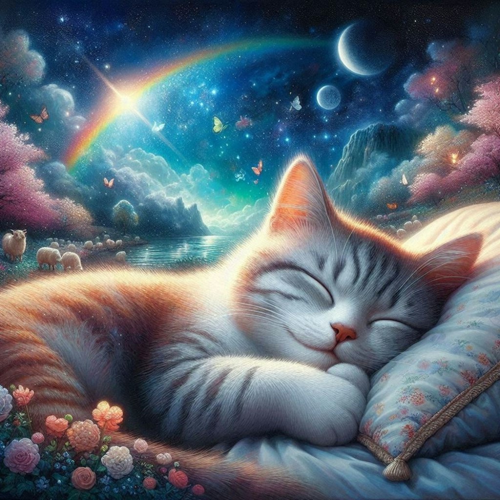 アクリル風 #夢 眠り猫