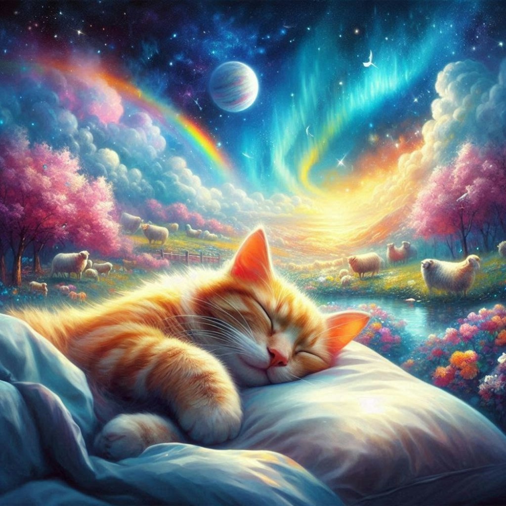 アクリル風 #夢 眠り猫