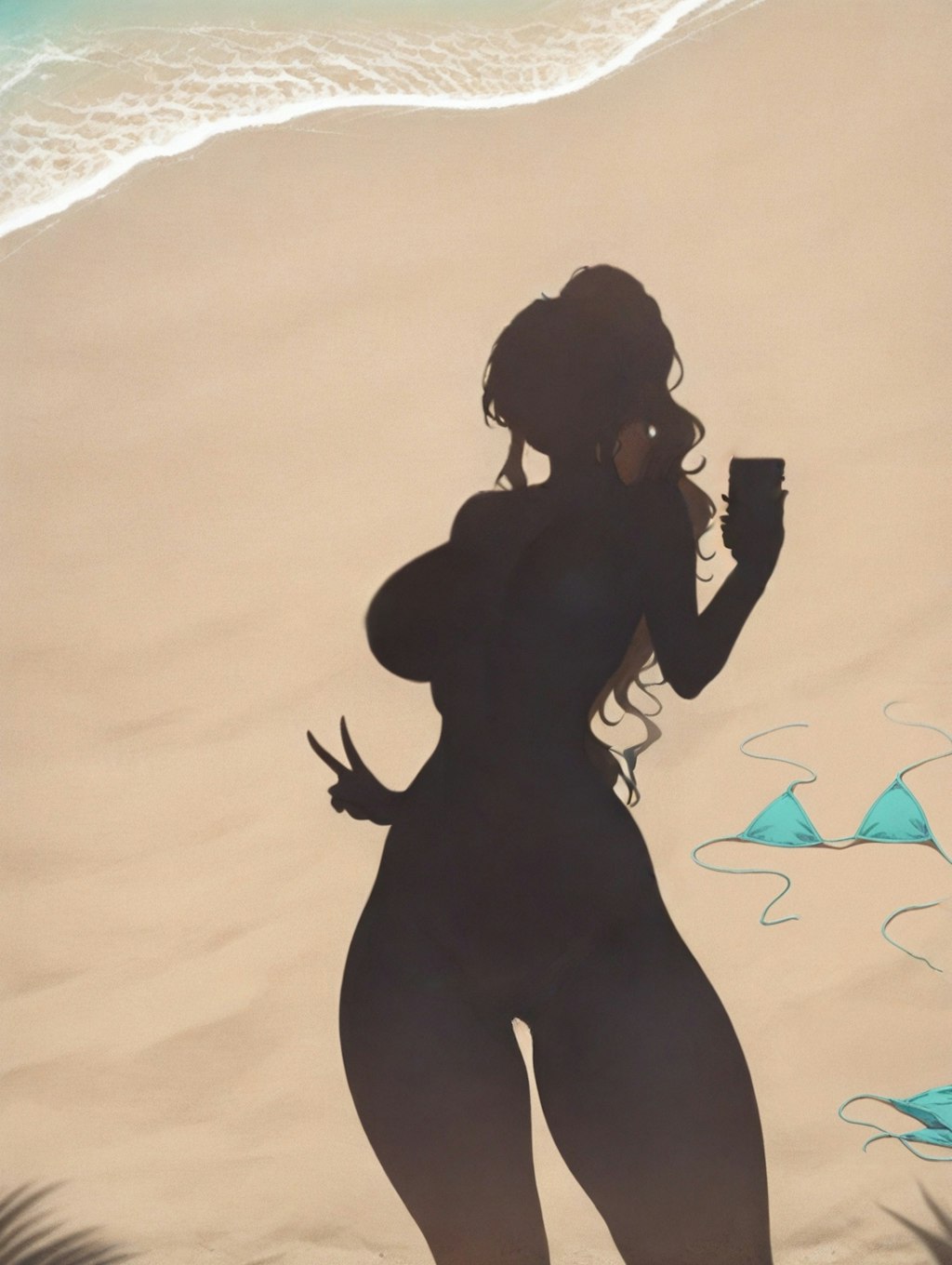 浜辺のシルエット