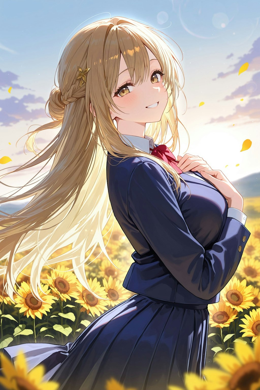 【歌：そよ風にゆれる ひまわり】異世界学園の少女