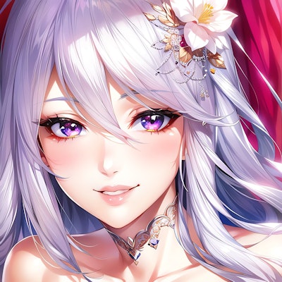 紫目と花飾りの美女