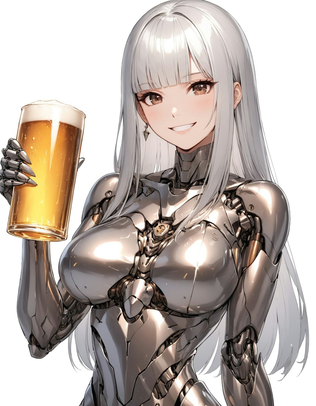 ビールを持つメカ子