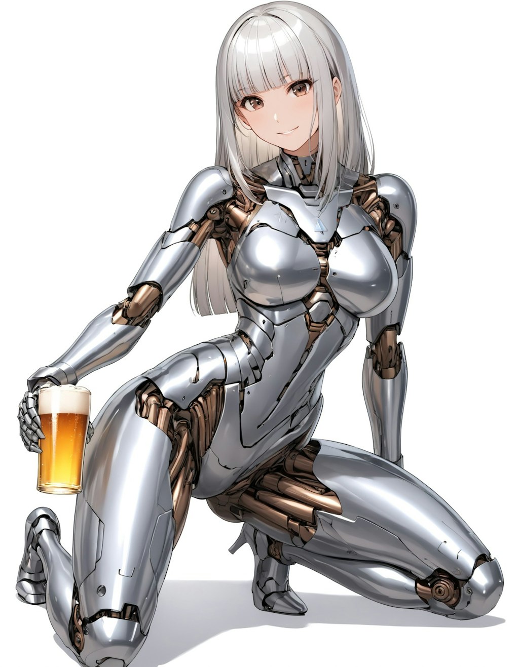 ビールを持つメカ子