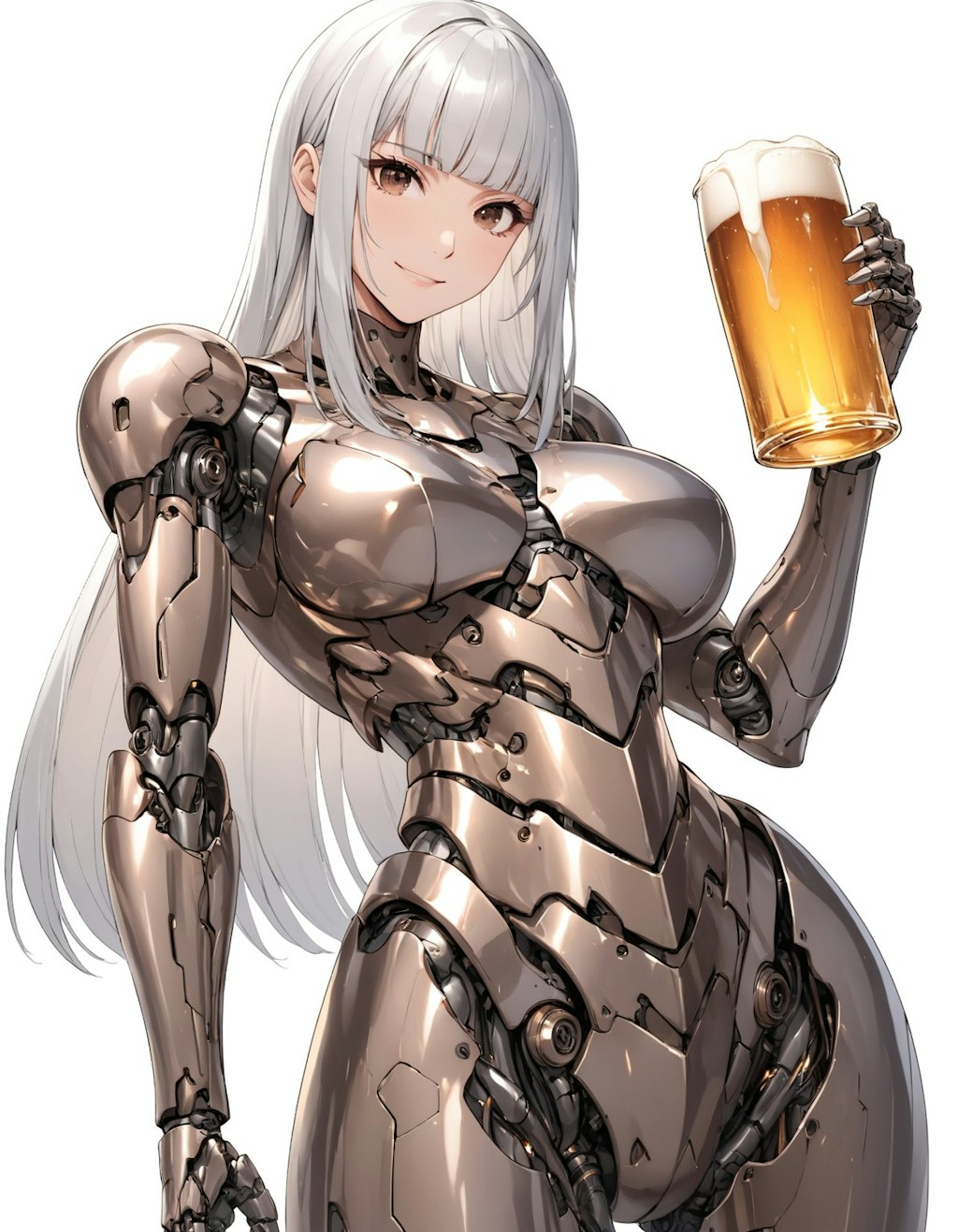 ビールを持つメカ子