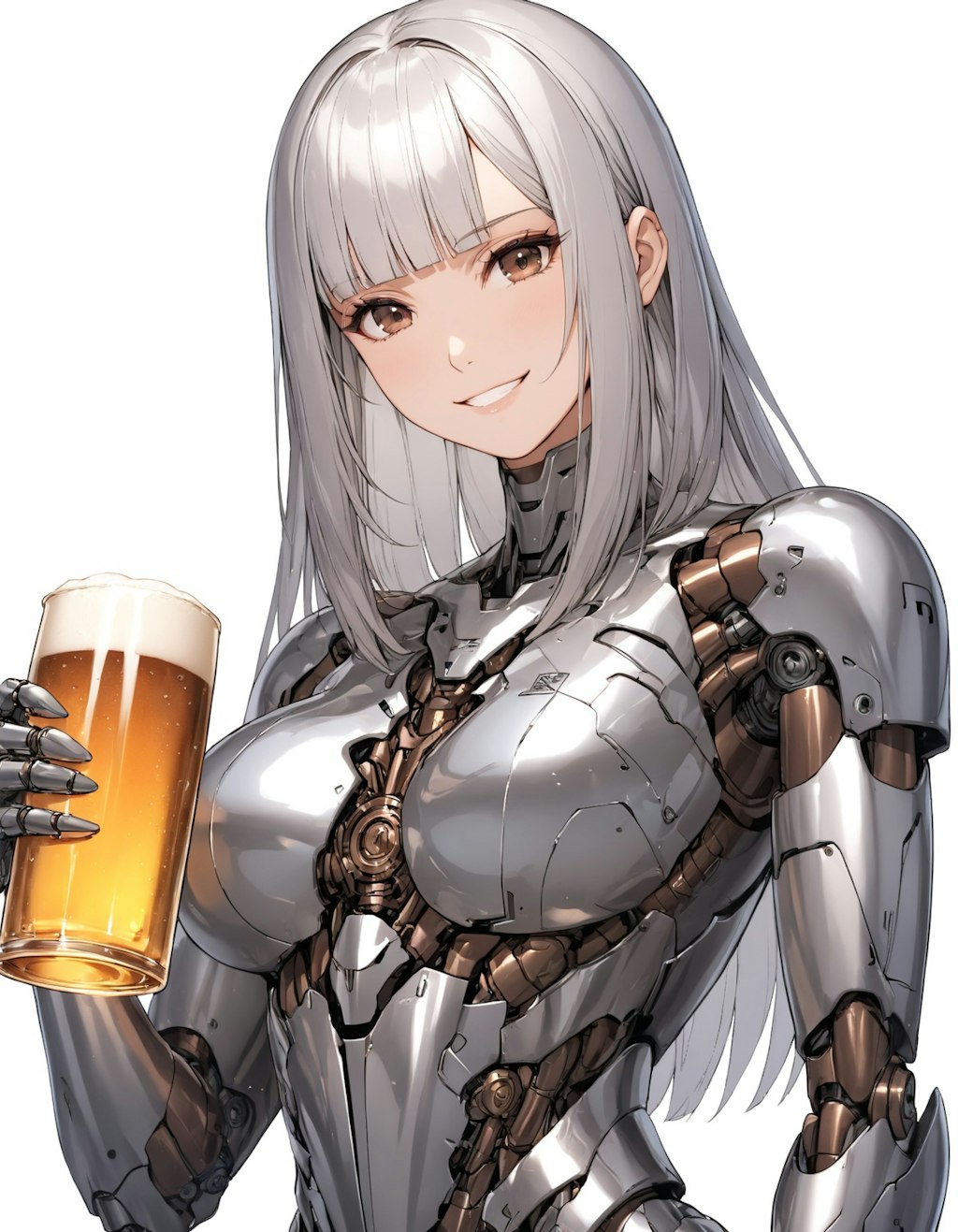 ビールを持つメカ子