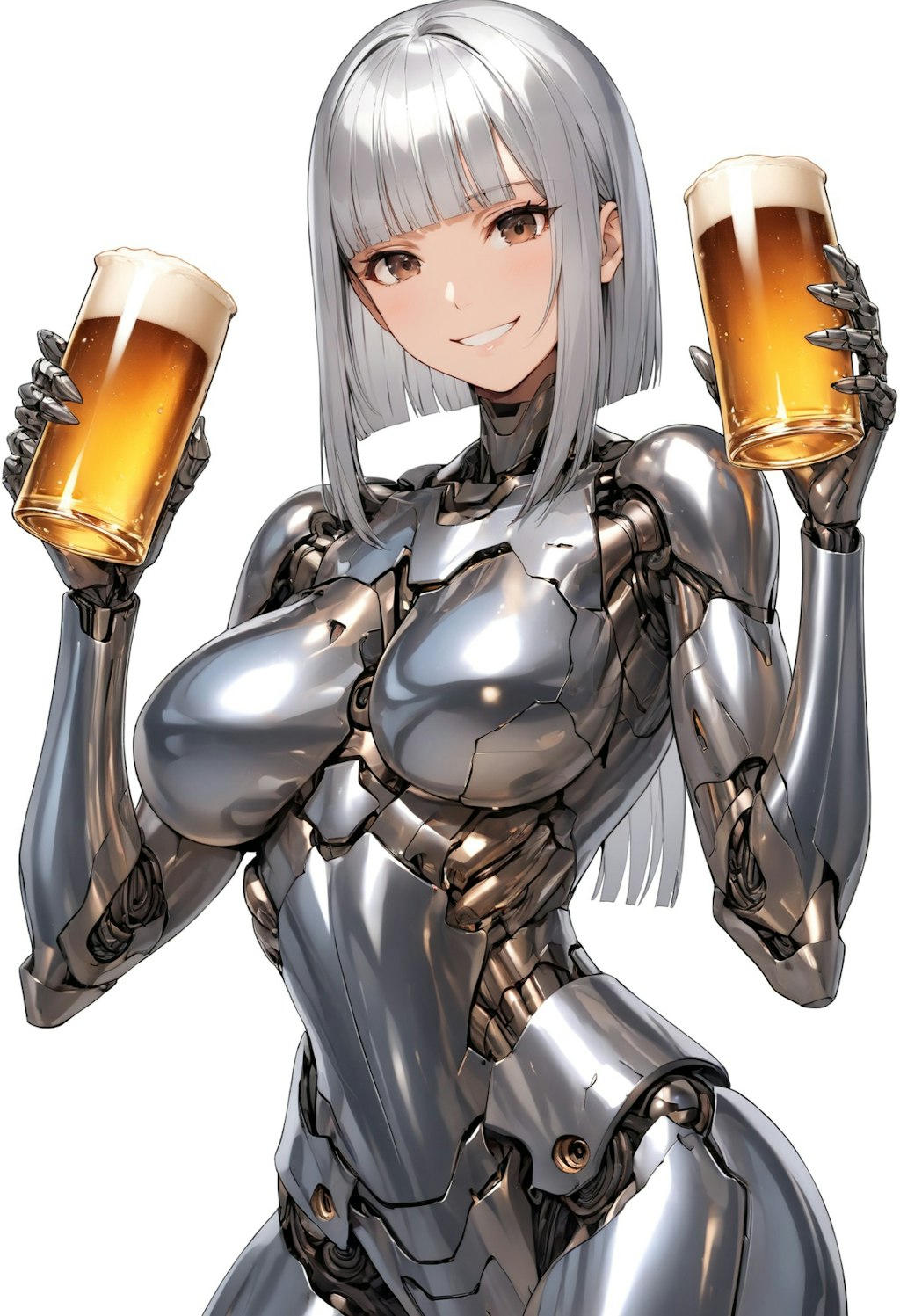 ビールを持つメカ子