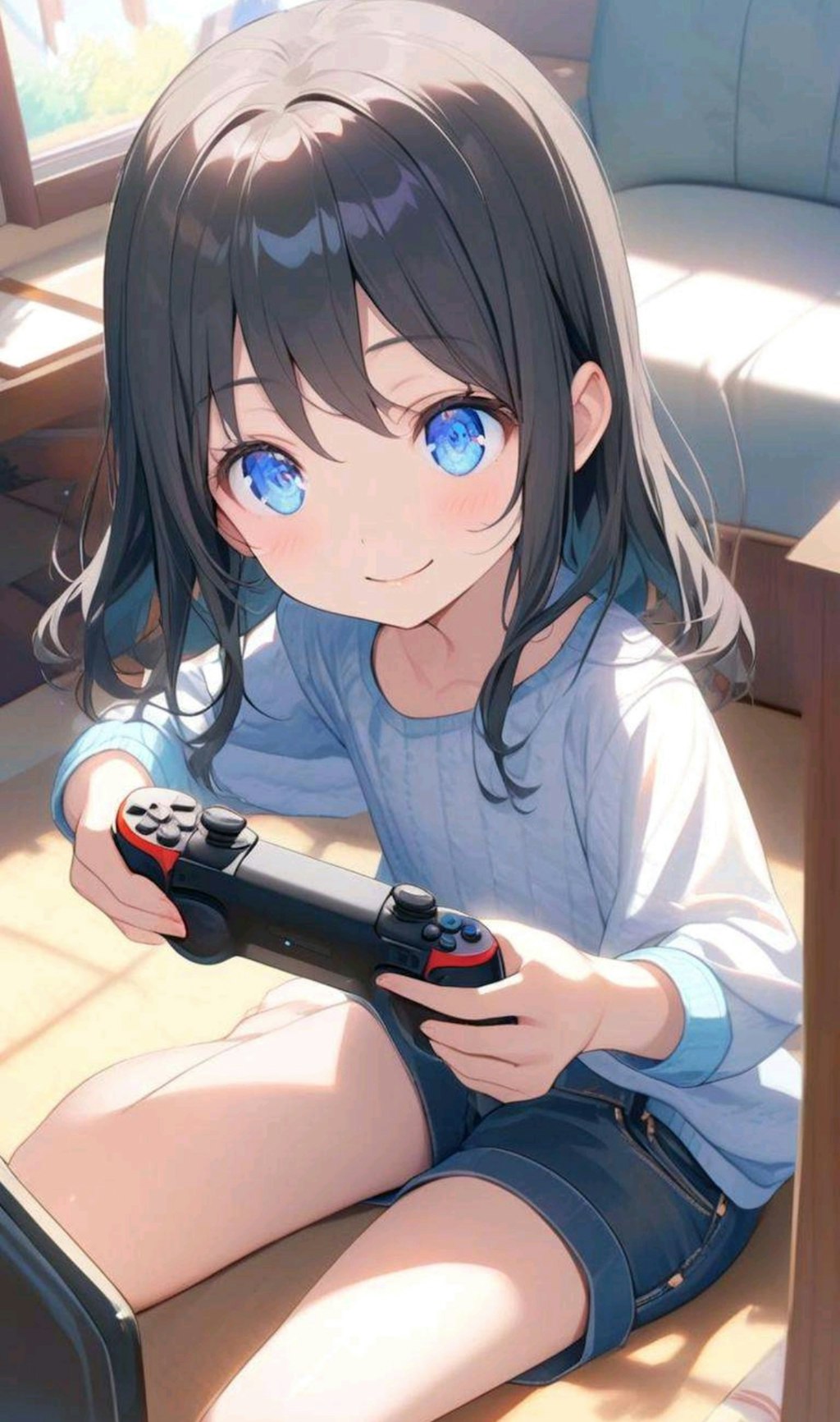 格闘ゲームをする小さな女の子