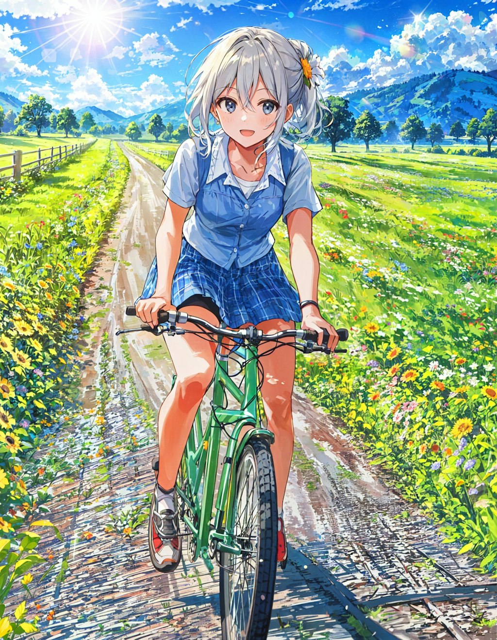 Country cycling girl