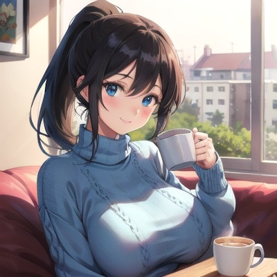 もっちりタートルネックとコーヒータイム